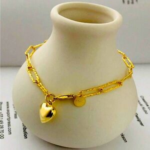 925 Sterling Silver Fashionable Heart Charm Bracelet